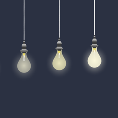 Light bulbs in sequence of brightness.